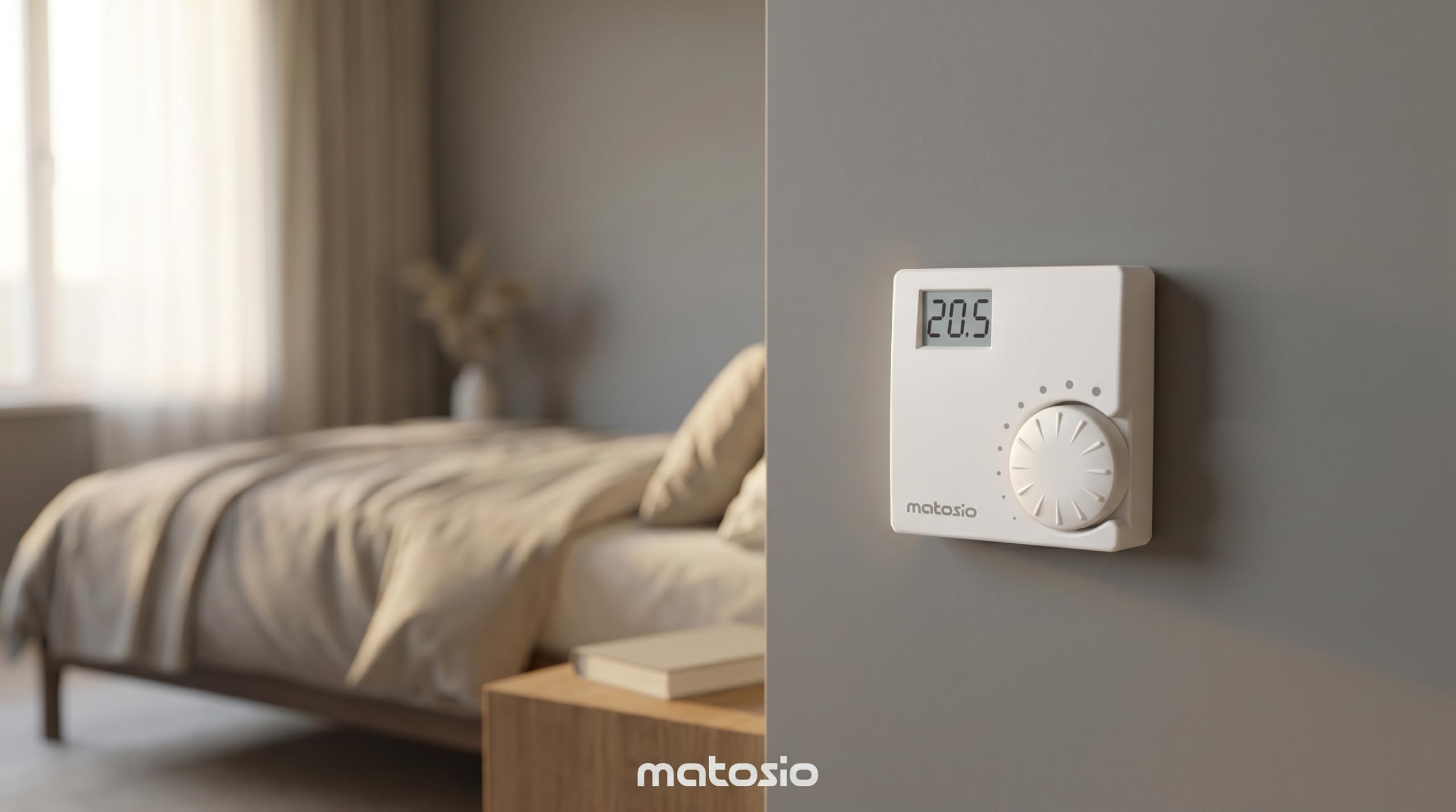 TH610 - Set di termostato radio per caldaia, con ricevitore, termostato digitale, funzionamento a batteria, montaggio a parete, bianco