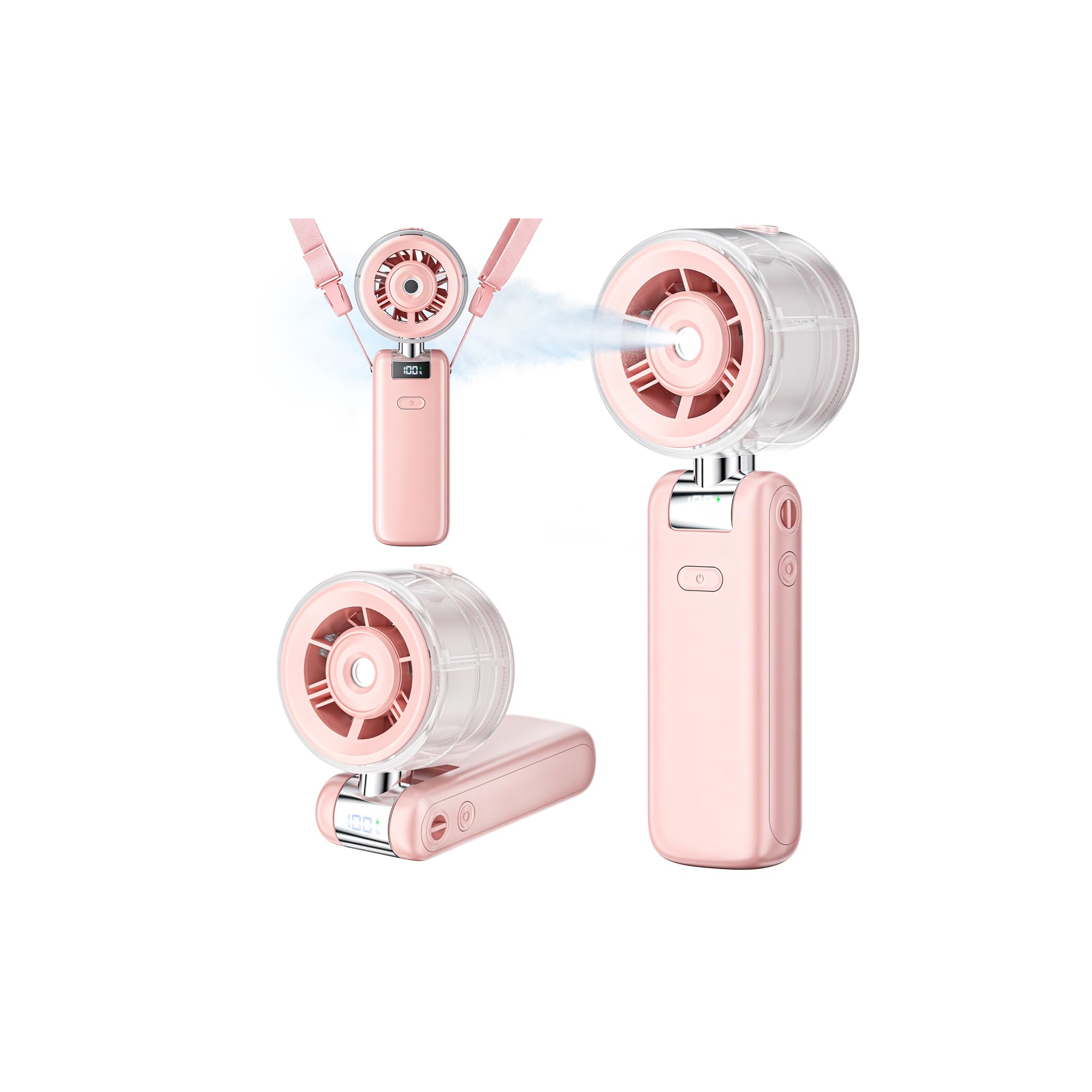 Handheld Misting Fan, Portable Turbo Fan with Cool Mist Spray, 4000mAh Rechargeable Personal Fan with 5 Speeds, Foldable Water Mister for Travel Beach Camping Office – Summer Essential Gift for Women — image 1