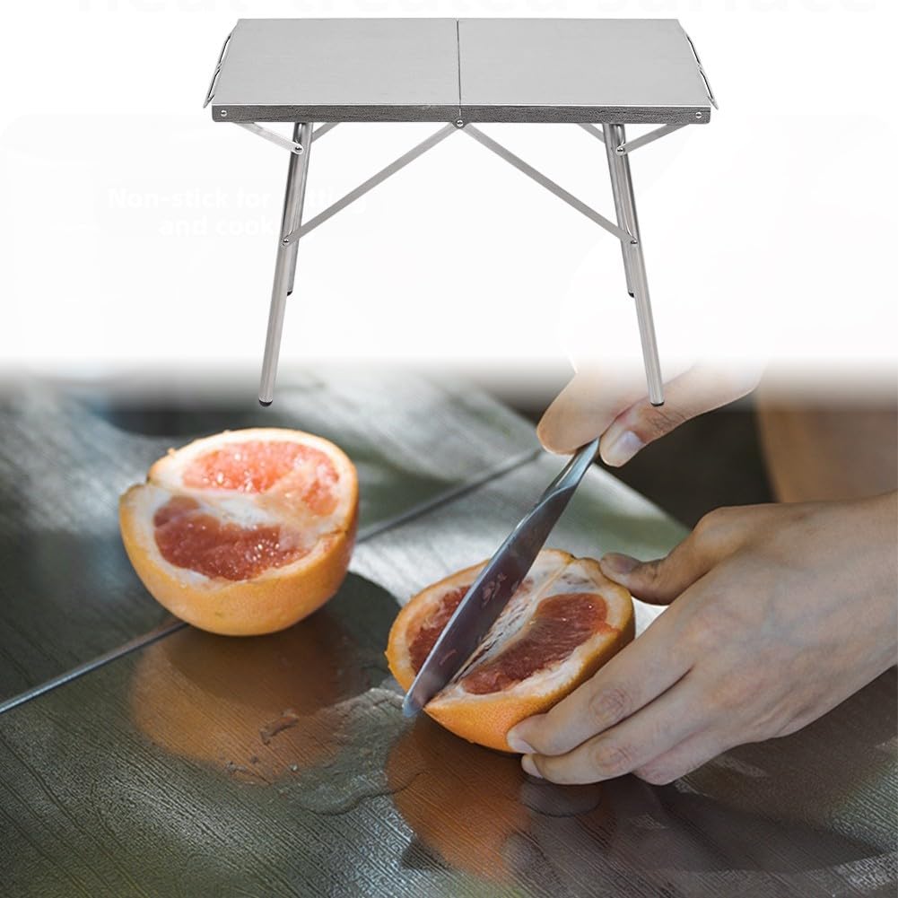 Tragbarer Campingtisch, leichte Wandermöbel, zusammenklappbarer Outdoor-Esstisch, Edelstahl-Picknicktisch, kompakter Grill-Beistelltisch, Reisecamp-