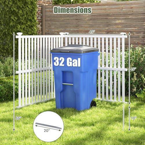 Giantex Air Conditioner Fence 2 Panels - 45''W x 45''H Outdoor Fence Privacy Screen with Metal Stakes, White PVC Vinyl Picket Fences for Garden Lawn, Trash Can Pool Equipment Enclosure - Thumbnail 6