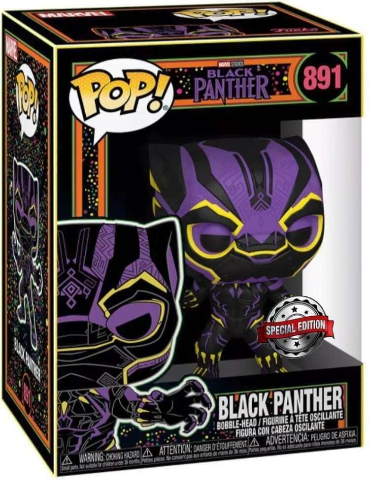 Funko Pop! Movies: Marvel Black Panther - Purple Glow in the Dark Exclusive Vinyl Figure Bundled with Box Protector