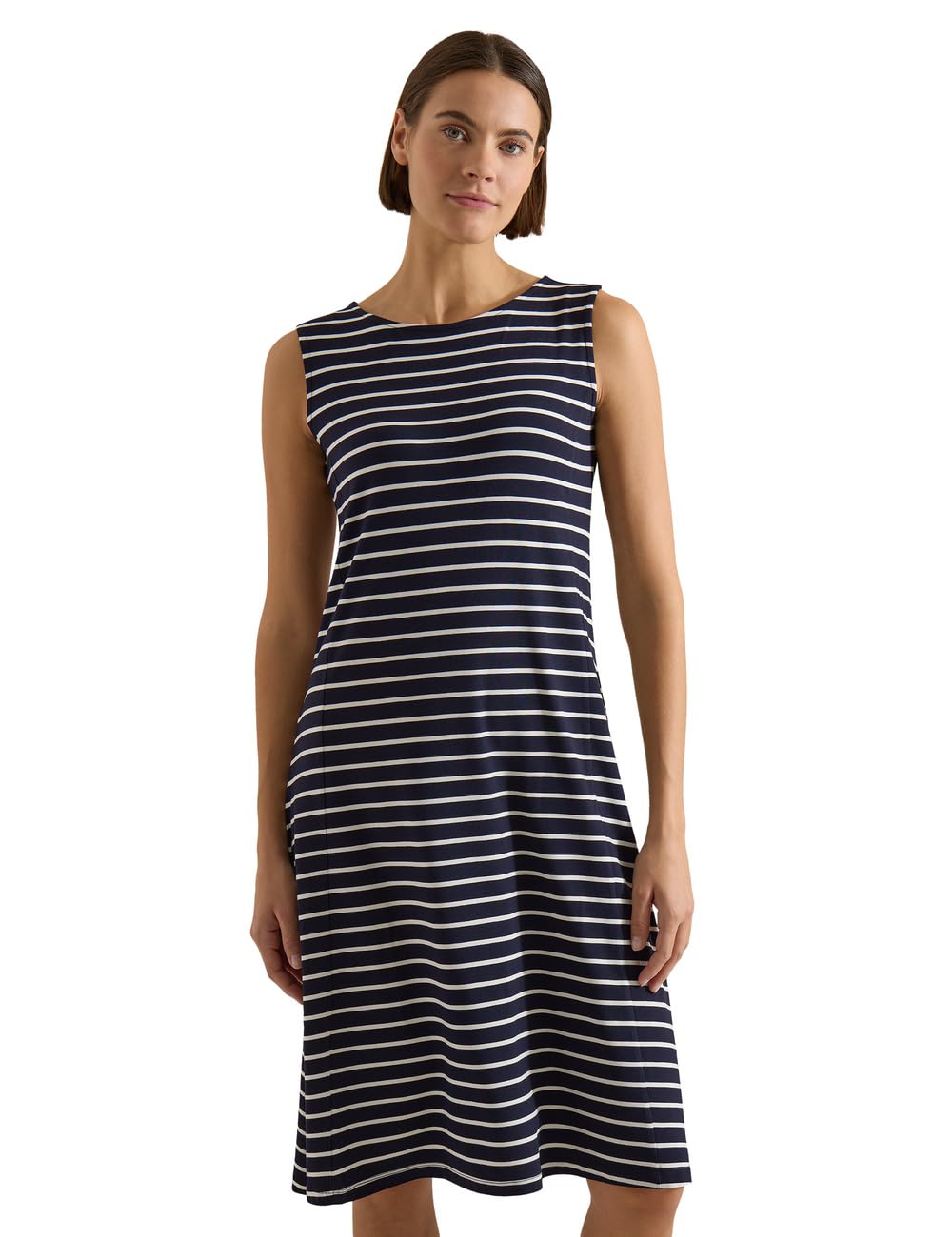 Cecil Midi Dress with Crew Neck and Stripes Urban Dark Blue XL