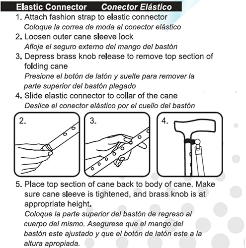 Miniatura 3 de SkyMed Correas de muñeca para bastón, 6 pulgadas de largo, 2 unidades, negro, vienen con enchufe de 78 pulgadas, conector elástico. Se adapta a
