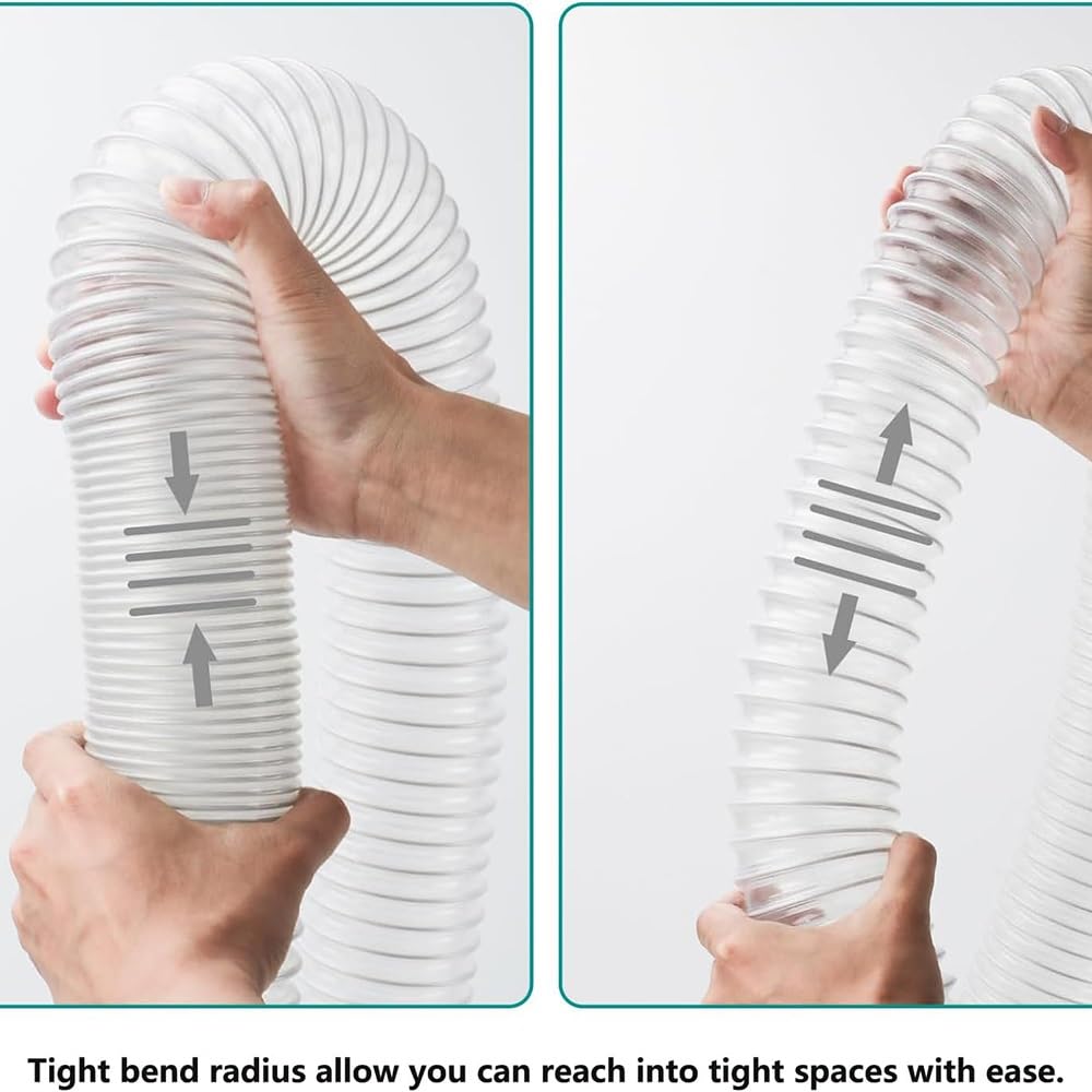 Tuyau De Collecte De Poussière en PVC 30 40 50 60 80 100 110 120mm ID Tuyaux D'aspiration Ultra Flexible Transparents(5m/16.4ft,40mm-1 3/5")