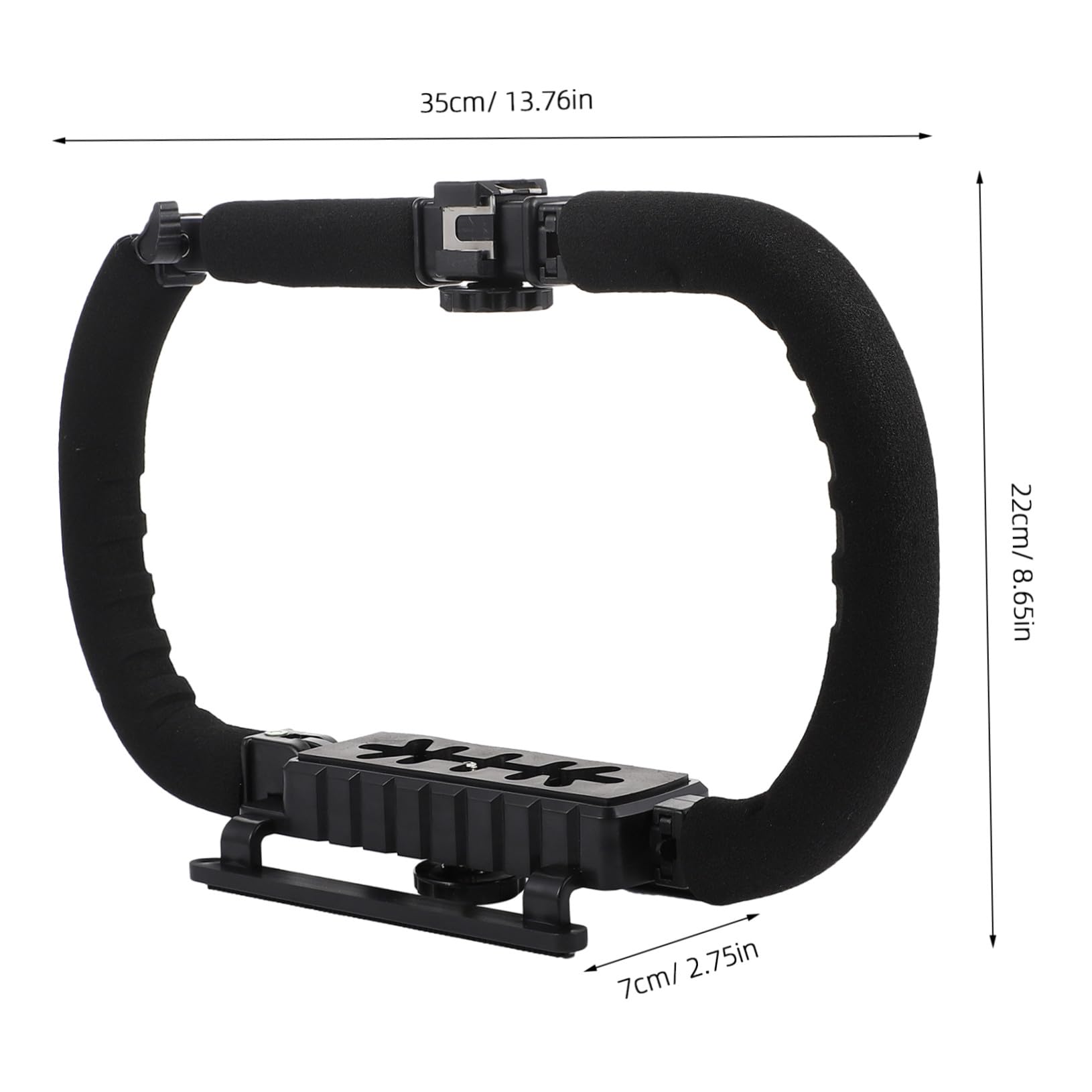 Operitacx Stabilizzatore Video per Fotocamera DSLR Impugnatura in Spugna Antiaffaticamento e Blocco Angolo, Struttura in Metallo e Plastica 3 Porte Hot Shoe per Riprese Stabili
