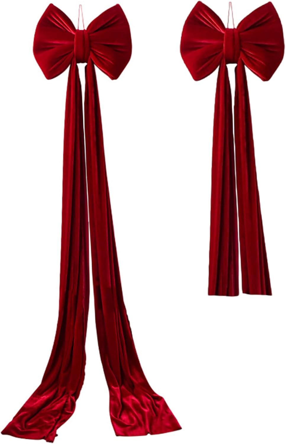 Christmas Tree Topper, 40x160cm Extra Large Velvet Bows Tree Toppers, Big Red Bow Decor for Xmas Trees, Wreath Home Decorations