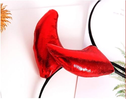 Miniatura 5 de Diadema de cuernos rojos para Halloween, diademas decorativas para el cabello para mujeres y hombres, diadema roja de satanás, accesorios de Navidad