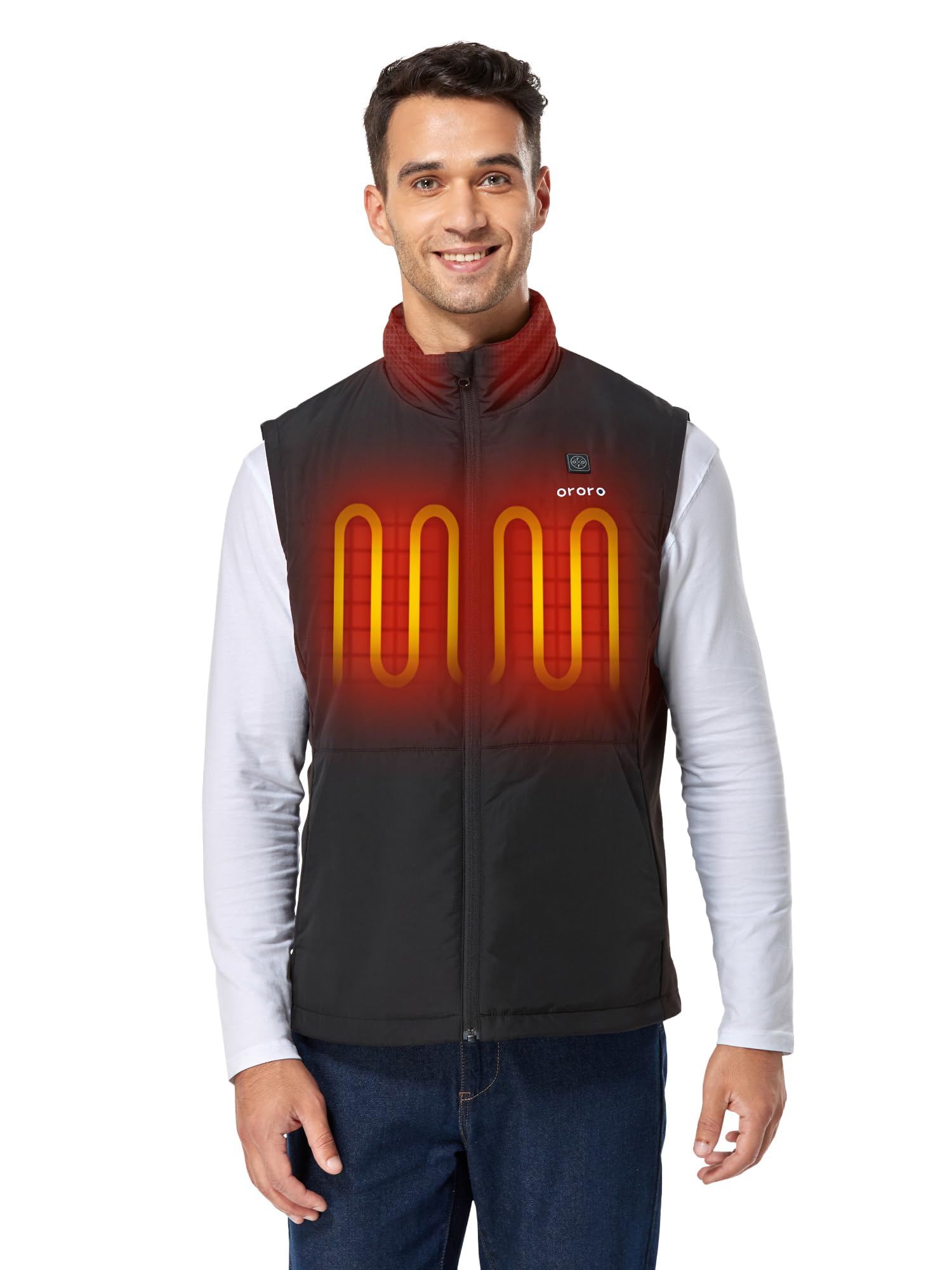 Men's Heated Golf Gilet with Zip-off Sleeves, Lightweight Heated Jacket for Golf with Power Bank (Charger Not Included)