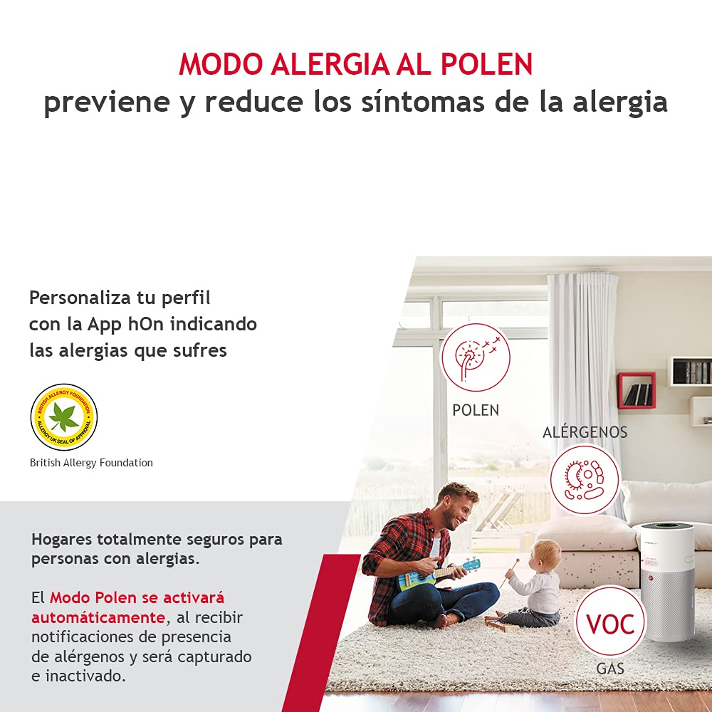 Hoover H-PURIFIER 500 - HHP50CA - Purificador de aire inteligente,Difusor esencias y probióticos, Multisensores, Wi-Fi, Filtro tres capas (hepa 13),Inactivación polen, Alertas CO, CADR 330m3/h, Blanco