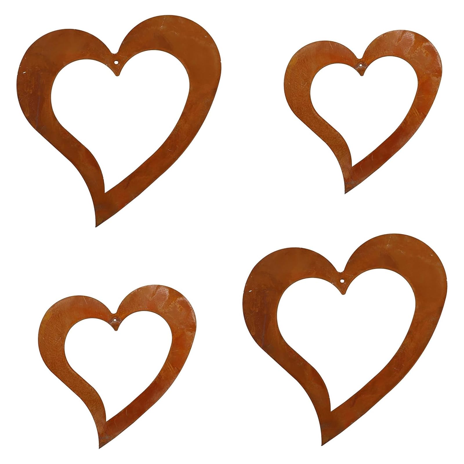 Rostikal – Set Di 2 Lanterne Decorative A Forma Di Cuore In Metallo Arrugginito, Per Esterno E Interno (20 E 28 Cm) - 2