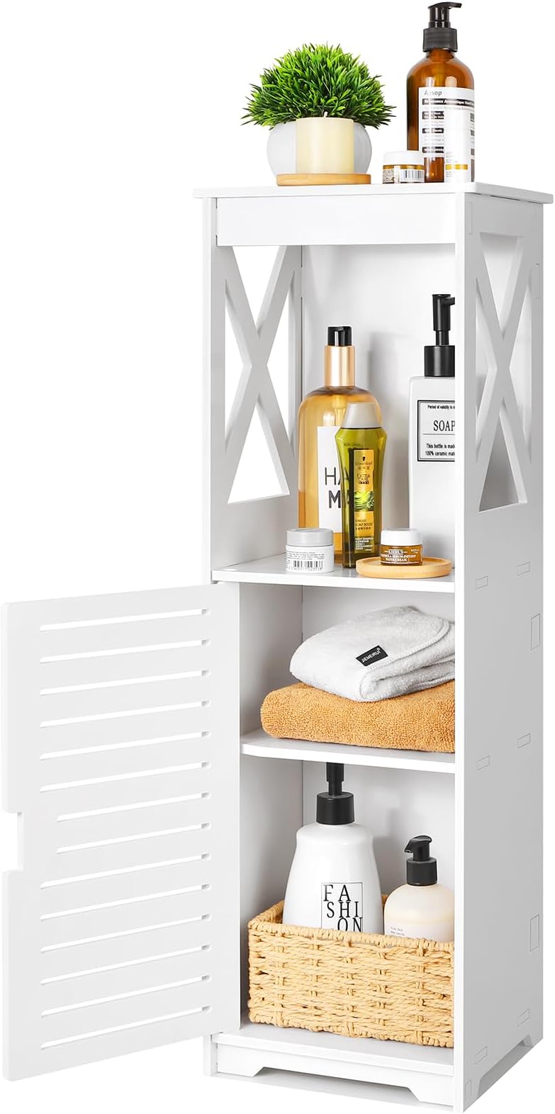 YIGANG Waterproof Bathroom Floor Cabinet,Standing Bathroom Storage Unit,Multi-Purpose Bathroom Furniture Cabinets with Door and Shelf,Suitable for Bathroom,Living Room,Corridor,Bedroom,White