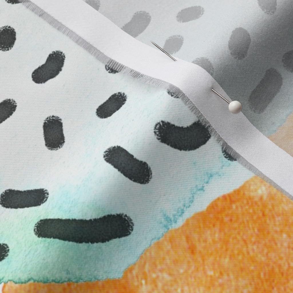 Spoonflower Fabric - Memphis Bright Watercolor Orange Turquoise Modern Geometric Abstract Printed on Organic Cotton Sateen Fabric by The Yard - Sewing Quilting Apparel Home Decor
