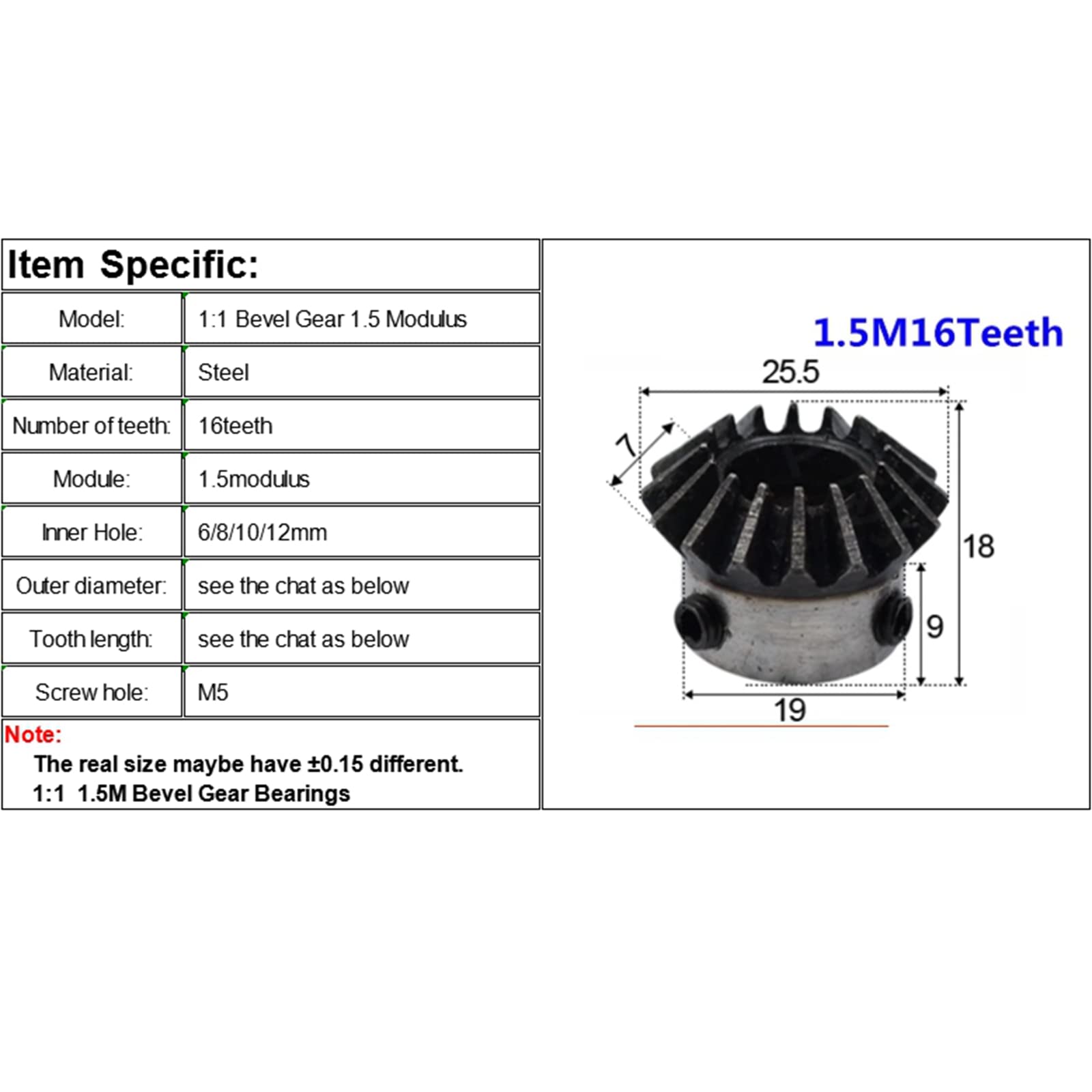 Ingranaggi Conici 1:2 In Acciaio - Modulo 2, 16/32 Denti, Foro 12mm - Per Trasmissioni 90 Gradi - Foto 2