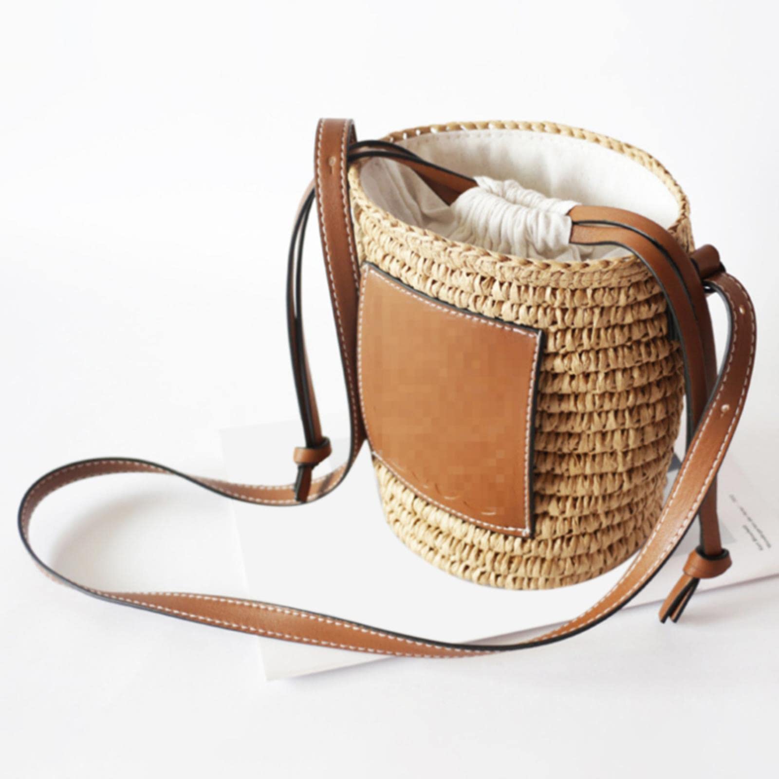 Bolso de Mano Redondo de Paja para Mujer, Rafia, Barril Redondo, Bolso Cruzado Tejido de Paja, Bolsos de Mano, Bolsos Femeninos, Bolso de Playa para Mujer