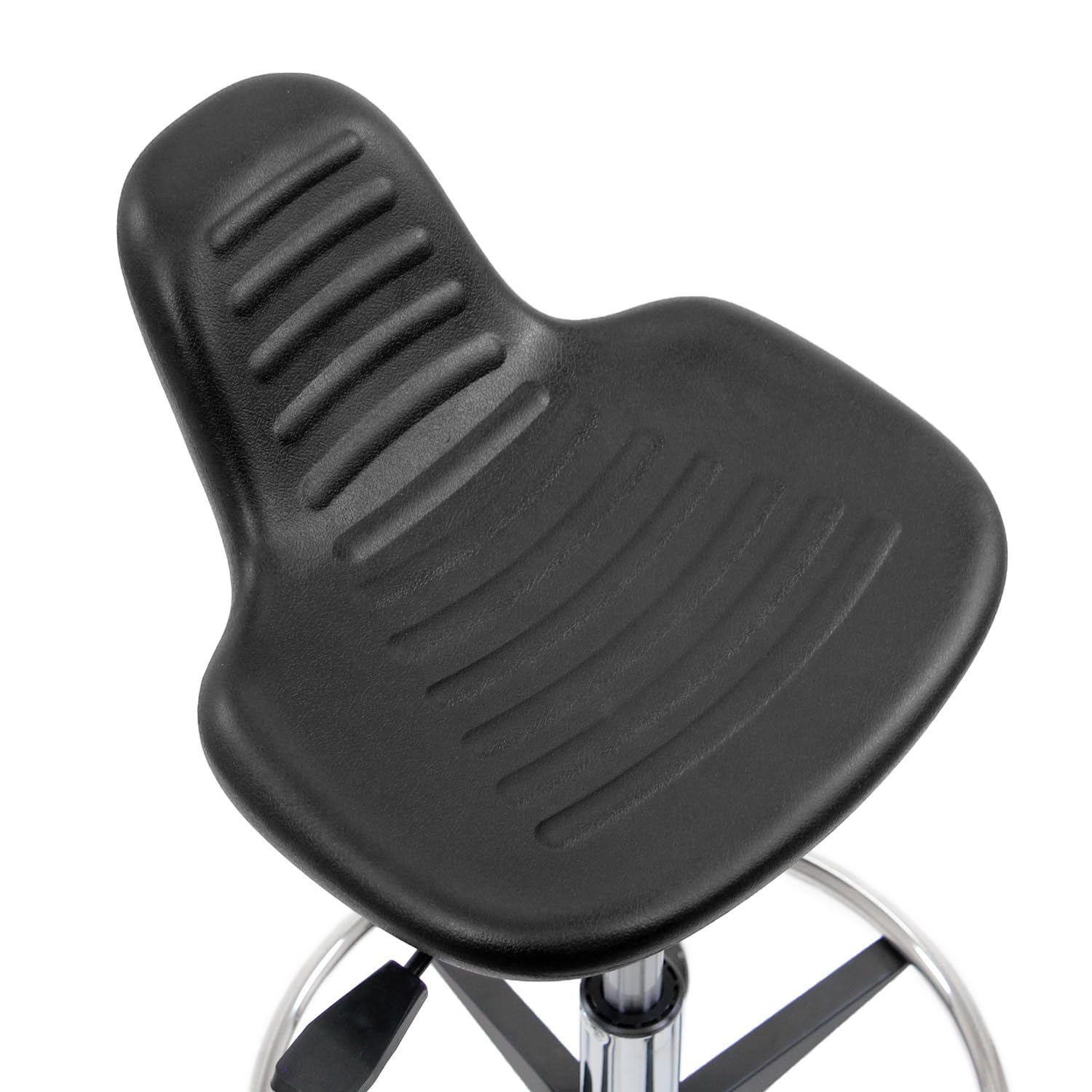 hjh OFFICE 830099 Arbeitshocker hoch TOP Work 03 I PU-Hartschaum Schwarz Drehhocker mit Rollen & Gleiter, höhenverstellbar