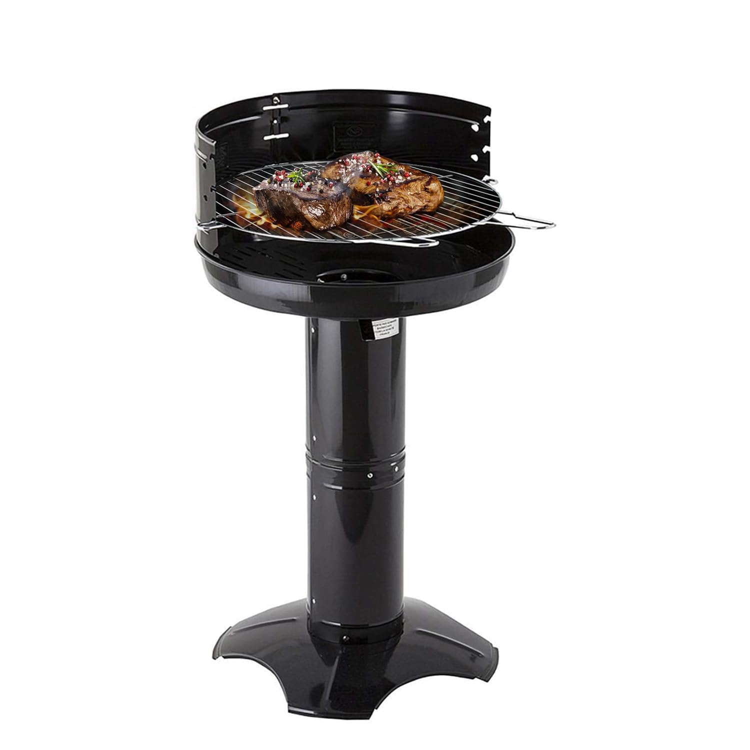 Avilia Grill na węgiel drzewny "t" ze stali, z aeratorem, chromowany grill stalowy z 2 uchwytami i kuchenką do letniego grillowania, wytrzymały i przenośny o dużej średnicy 50 cm
