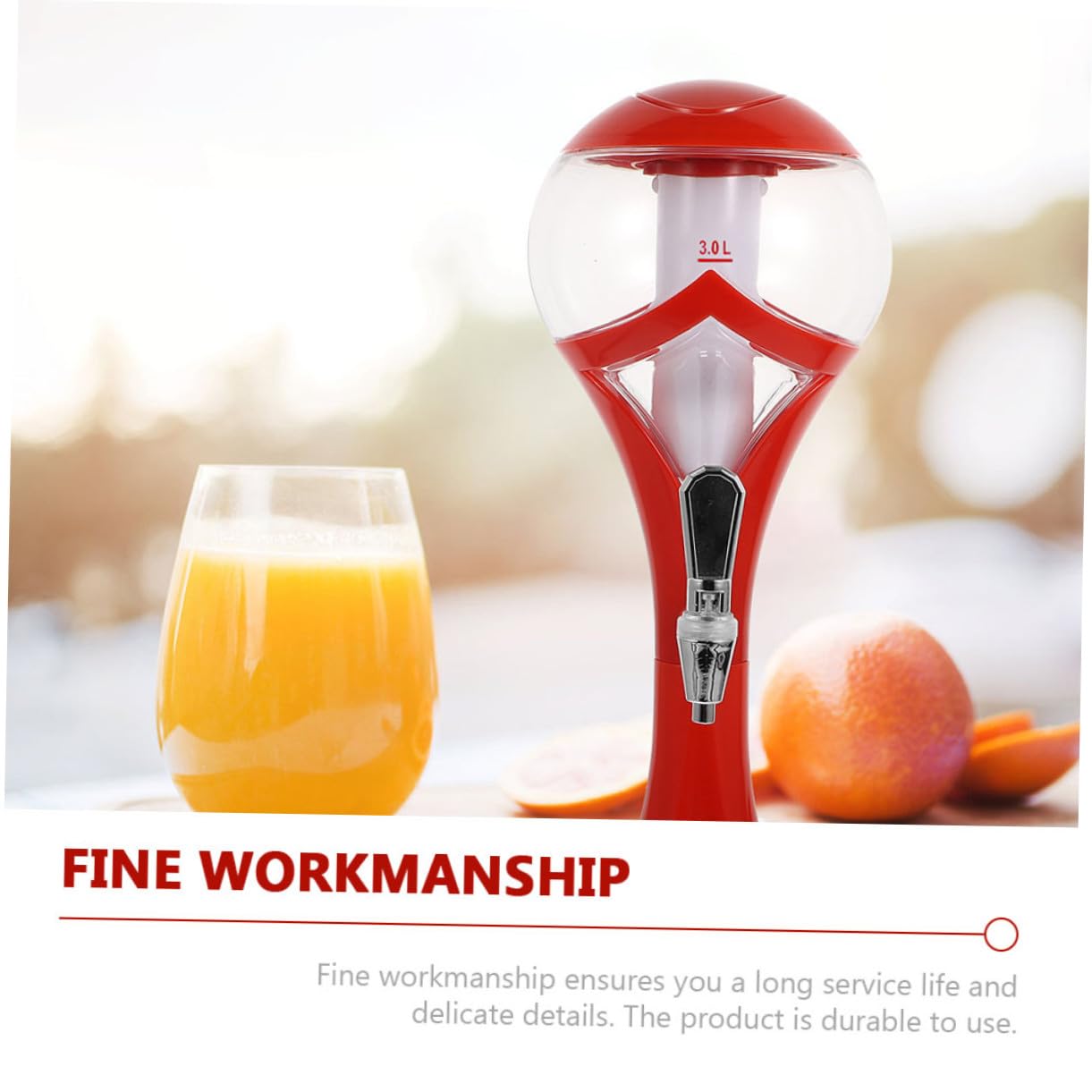 Distributeur de Boissons Lumineux 3.0l Glace Intégrée, Plastique Rouge Résistant, Robinet Manuel pour Fêtes et Bars, Tour à Bière Portable pour Boissons Froides