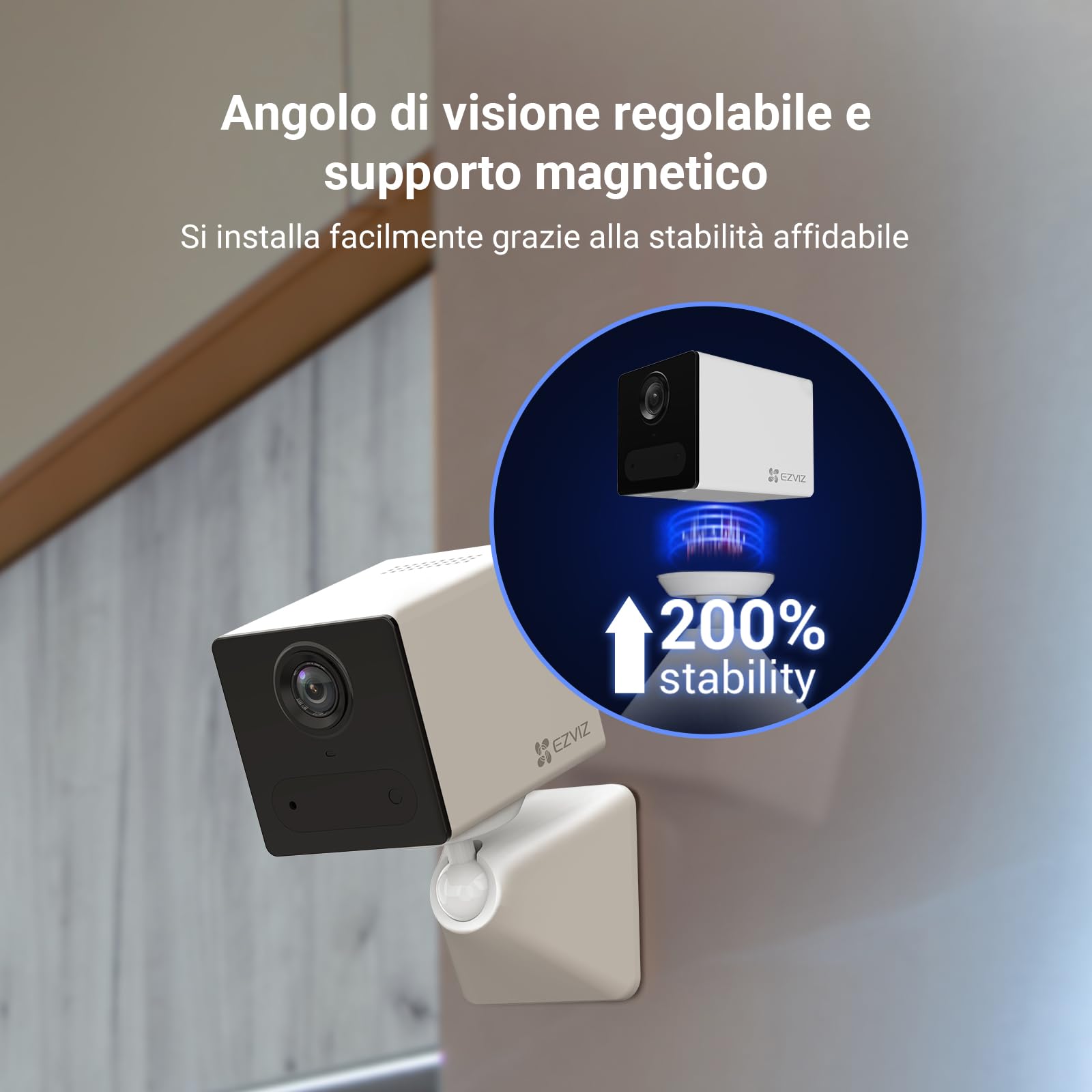 EZVIZ CB2 1080P - Telecamera di sorveglianza WiFi per interni senza fili, batteria 2000 mAh, videocamera per bambini WiFi 2.4 Ghz, rilevamento persona, 5 m visione notturna, audio bidirezionale, tipo