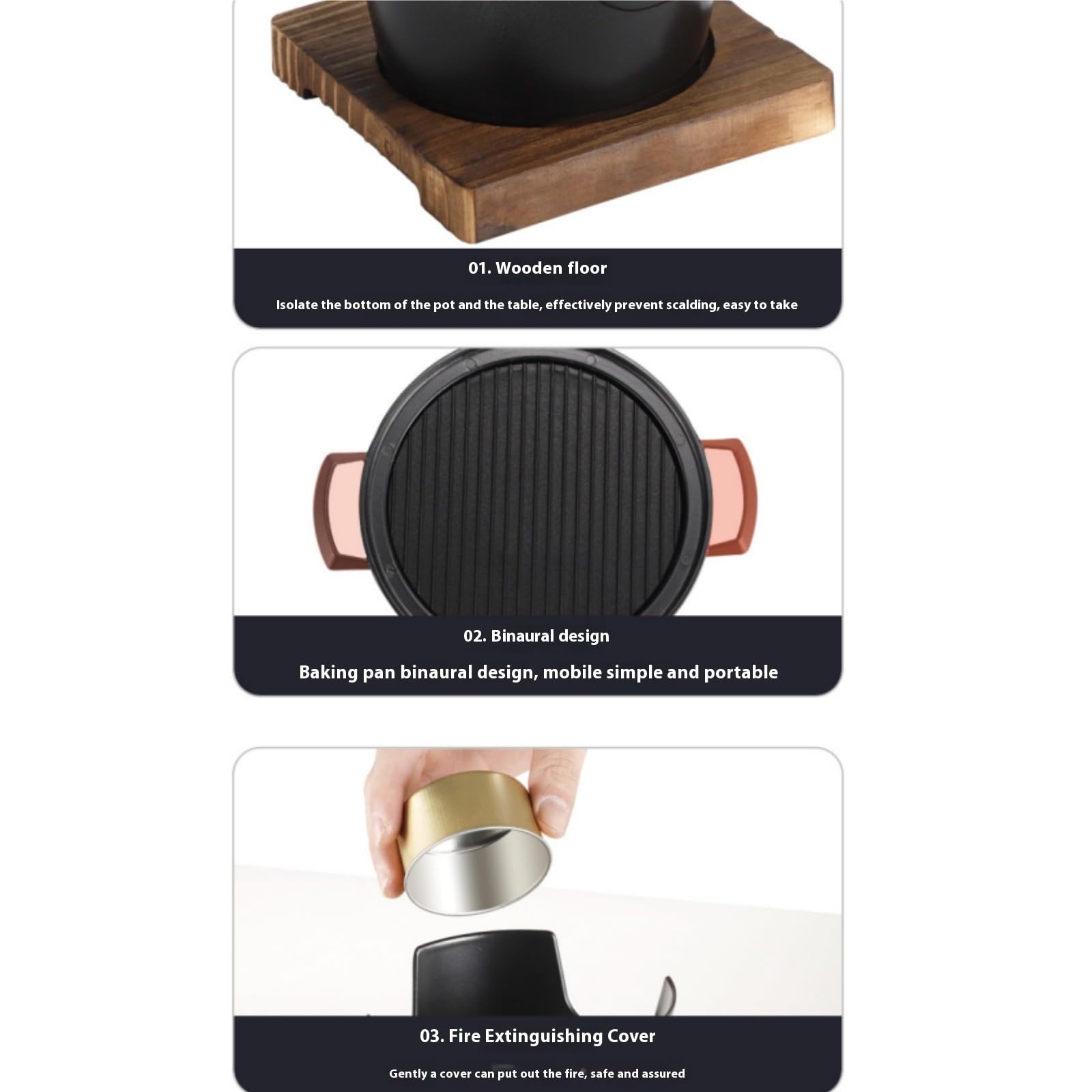 Przenośny wewnętrzny grill na węgiel drzewny, mini grill Hibachi z drewnianą ramą, stop aluminium, idealny na kemping, do domu, grilla, gotowania na świeżym powietrzu