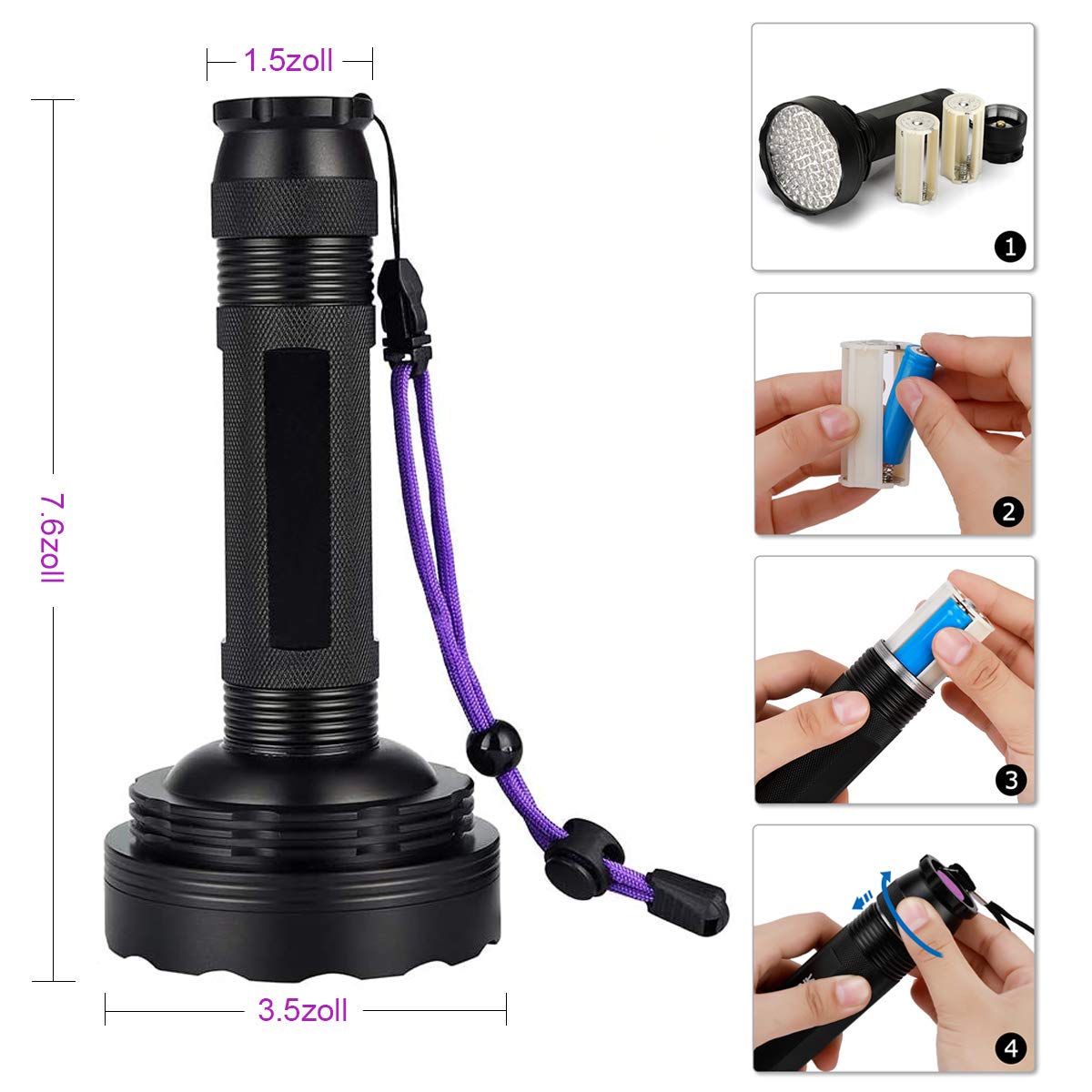 Schwarzlicht Taschenlampe, 128 LEDs UV Lampe mit UV Schutzbrille für Heimtierurindetektoren, Schwarzlichtlampe 395nm UV Licht Scorpion Torch Lampe für unechte Banknoten, Urin von Hunde, Katzen