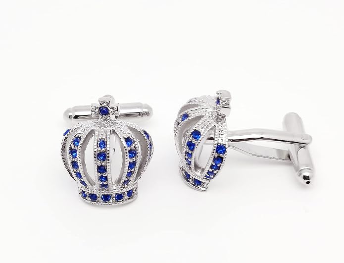 Mancuernillas Royal Crown con Cristal Azul para Hombre miniatura 2