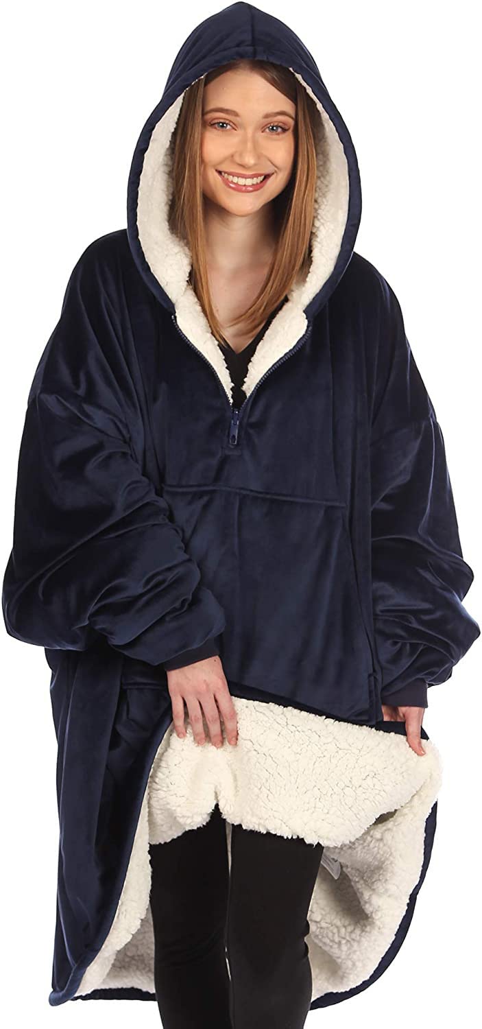 Pogrubiona dwuwarstwowa bluza z kapturem z zamkiem błyskawicznym szlafrok oversize sweter przytulna bluza z kapturem do noszenia uniseks polarowa bluza z kapturem koc