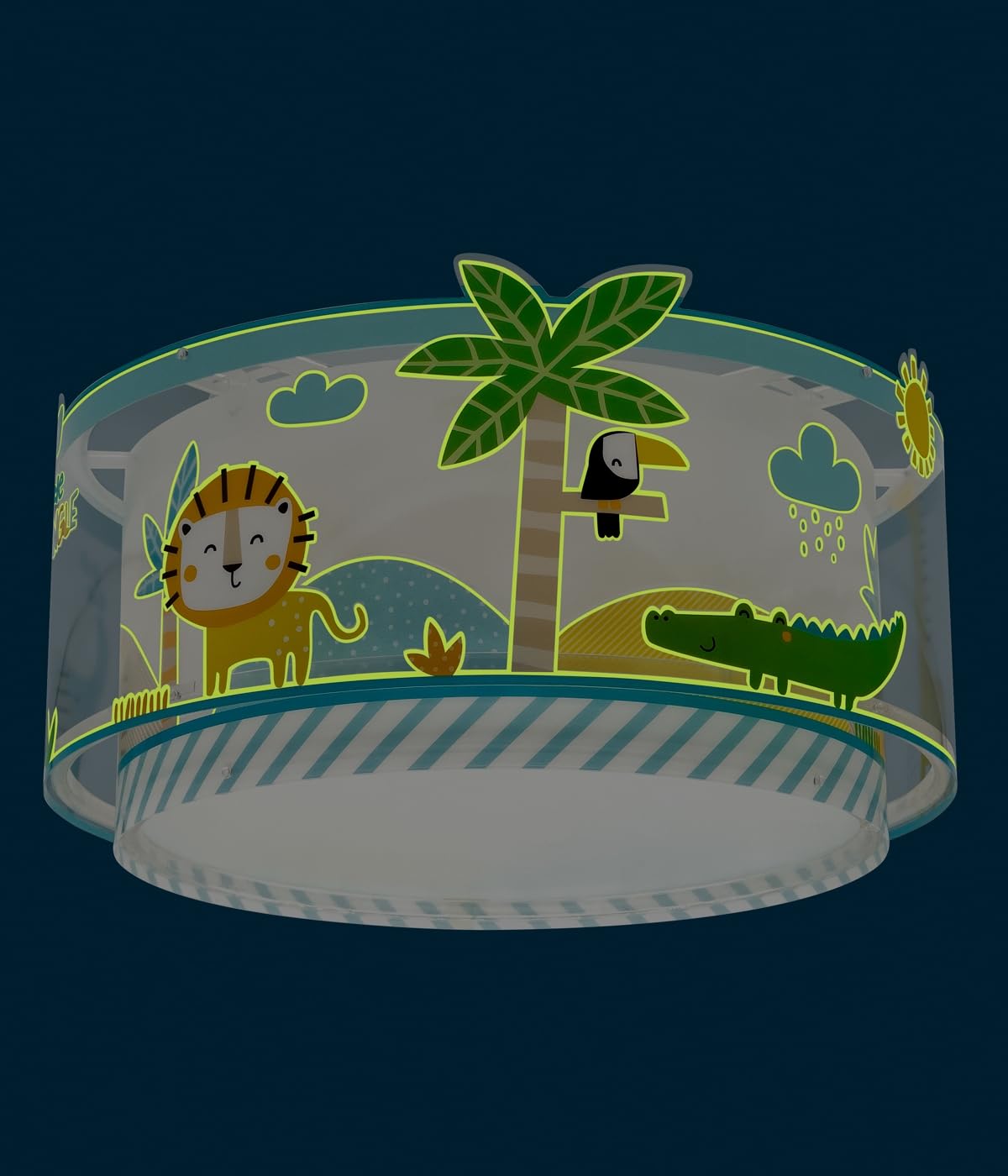 Plafoniera per bambini Dalber My Little Jungle, "I miei piccoli animali della giungla", plafoniera per bambini, 76116M, E27-2 x 15W