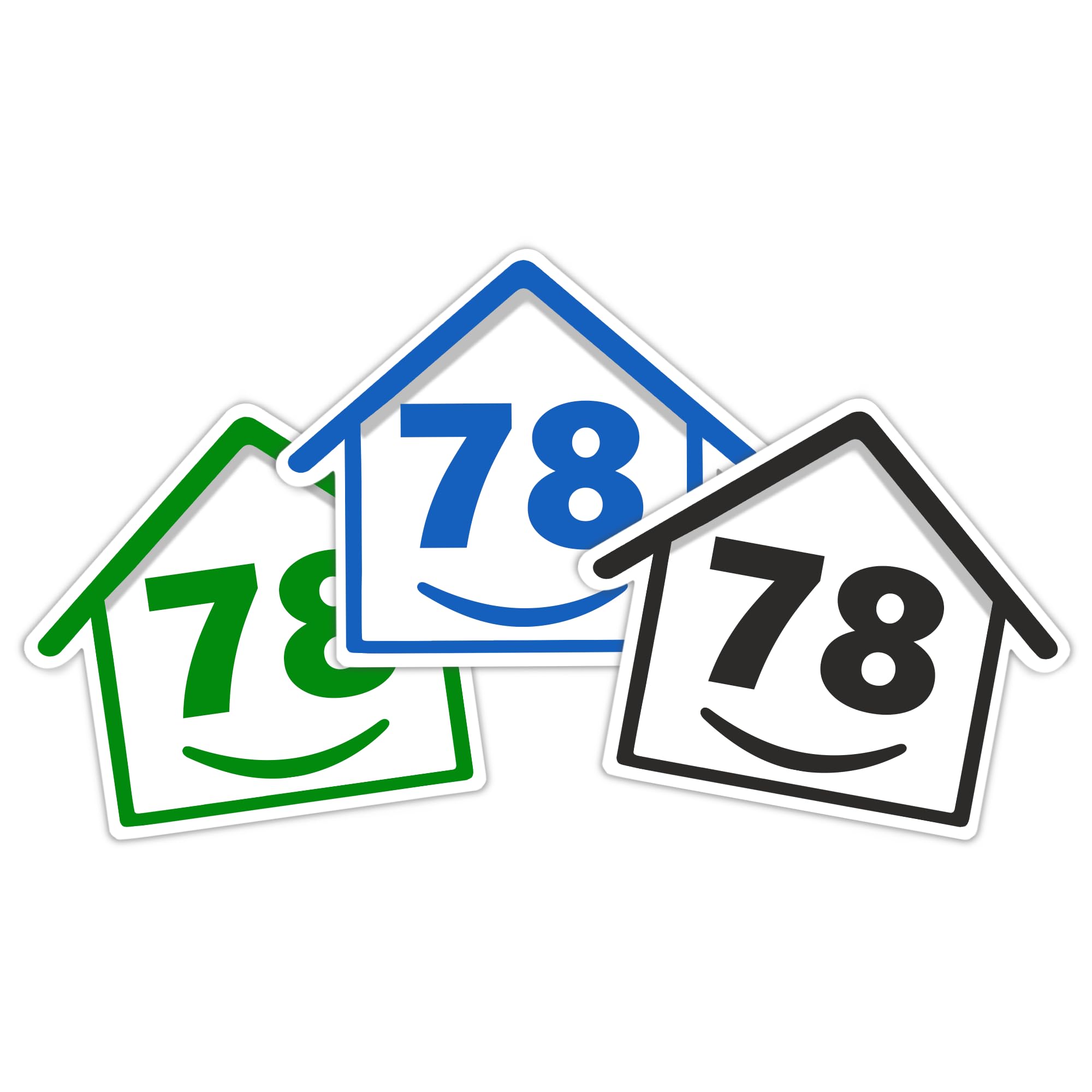 3 x Bin Numbers for Wheelie Bins, 1-99, 15cm ‘Happy House’ Colour Design Dustbin Stickers, Easy Application Stick On Number Stickers - Weatherproof Self Adhesive Vinyl – Blue, Black and Green (14) — view 84