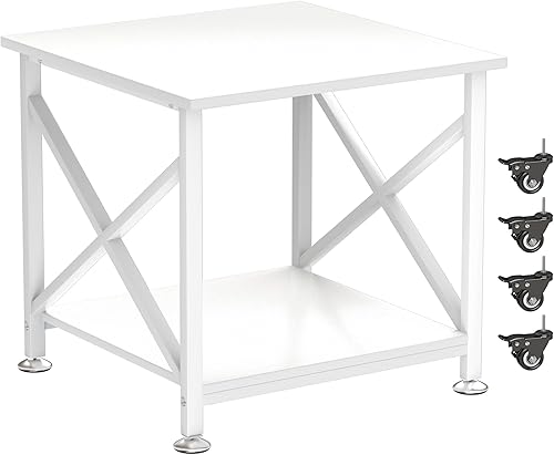 Soporte para impresora, 23.6 x 23.6 pulgadas, soporte de impresora grande con estante de almacenamiento, mesa de impresora de 2 niveles para oficina