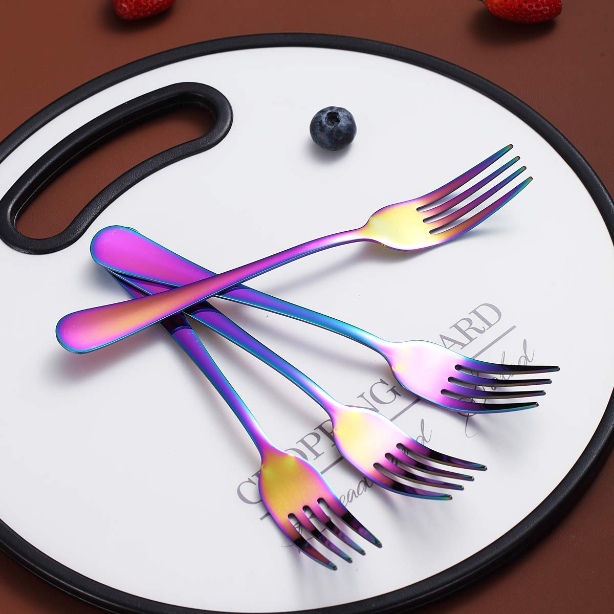 Rainbow Dinner Forks - Set of 4 Stainless Steel -3