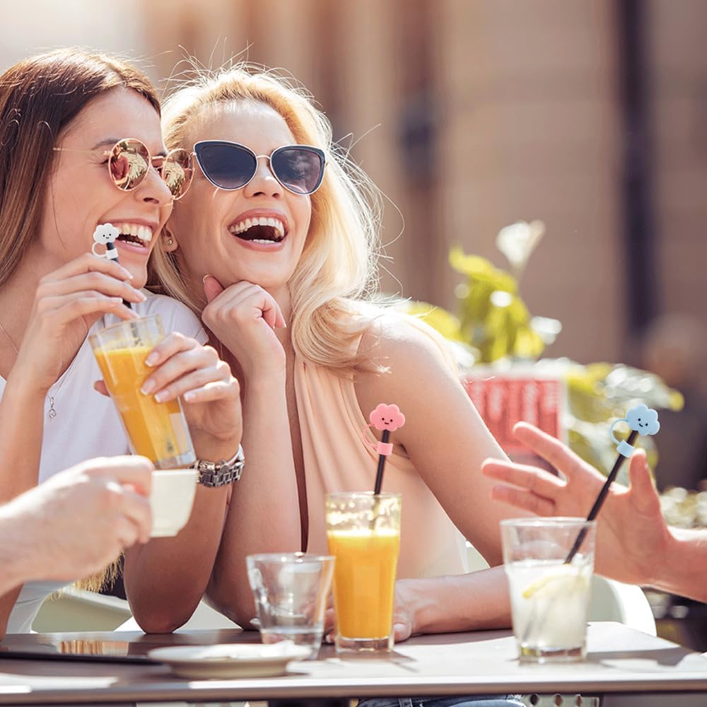 4PCS Clouds Print Straw Covers with Stanley 30&40 Oz Cup, 10mm Soft Silicone Caps, Dust-Proof Reusable Drinking Straw Toppers, Fun Tumbler Decorations - Image 7