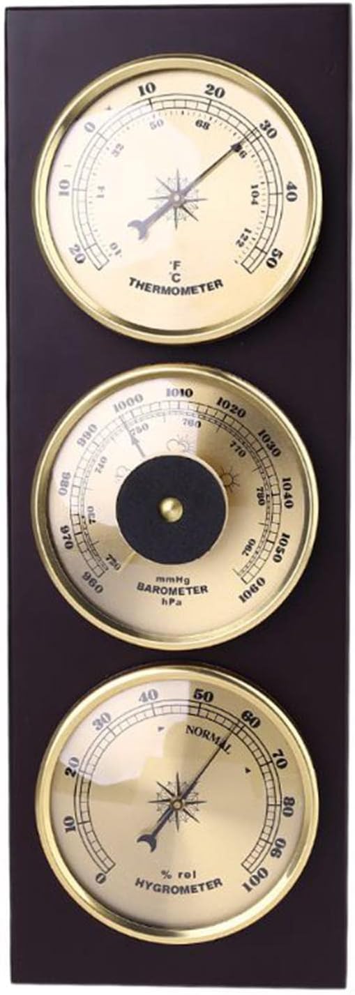Barometro, Barometro da Parete 3 in 1 per La Casa, Stazione Meteorologica con Struttura in Legno, Termometro Igrometro Barometro, Uso Interno Ed Esterno, Stazione Meteorologica Tradizionale