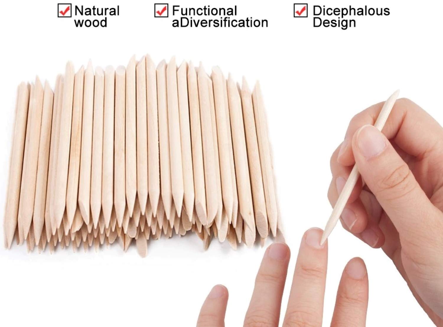 STALEKS PRO Lot de 100 bâtons en bois d'oranger 7,5 cm pour manucure, pédicure, nail art et travaux manuels.