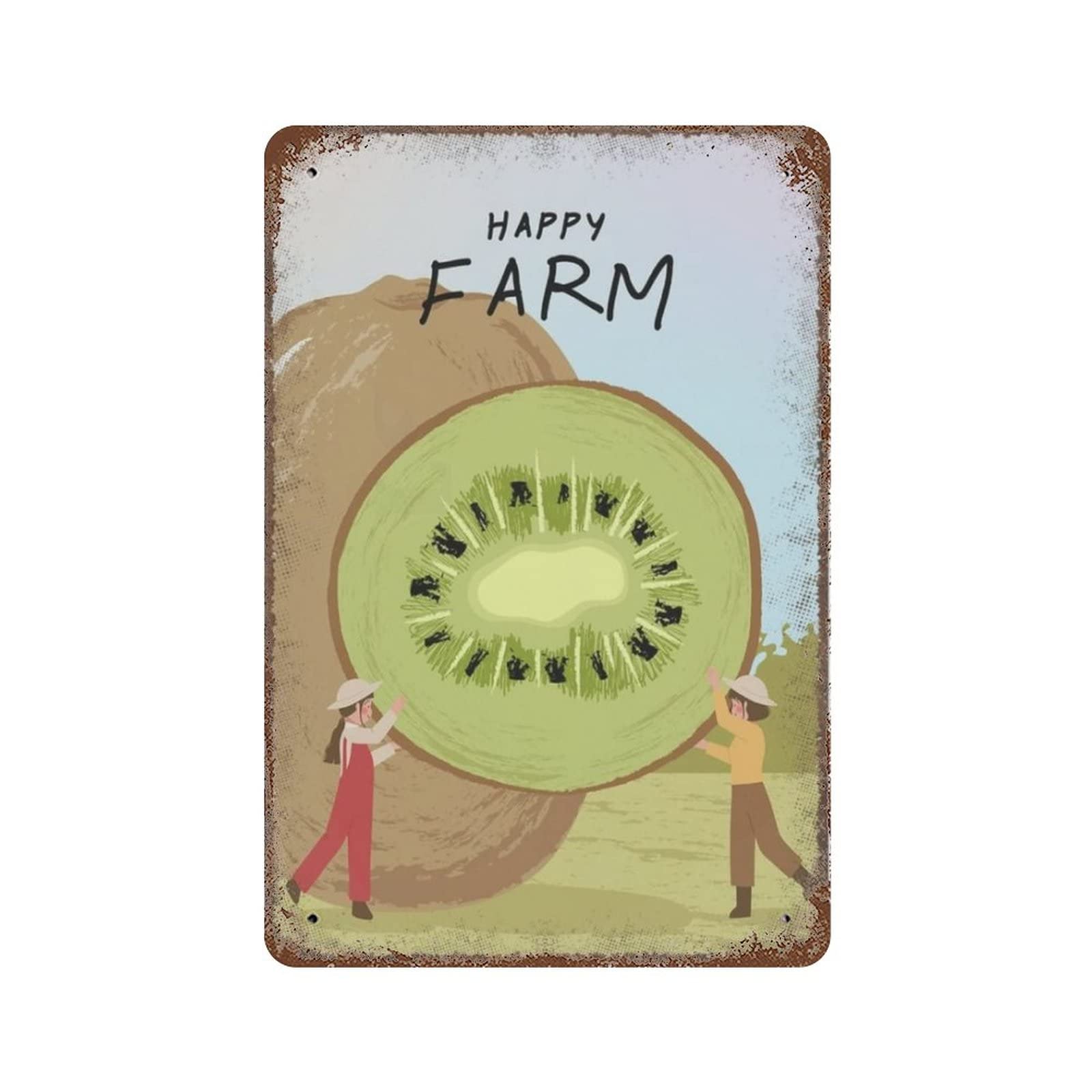 AOOEDM Happy Farm Kiwi Vintage Tin Sign Metal Tin Signs for Man Cave Funny Art Wall Plaque Kitchen Bar Pub Coffee Shop Wall Decor