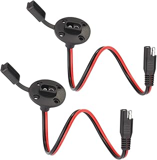 SAE Power Socket Sidewall Port Connector Extension 16AWG Cable, 2 Pin SAE To SAE Weatherproof Quick Connect Plug for Solar Generator Battery Charger, Pack of 2