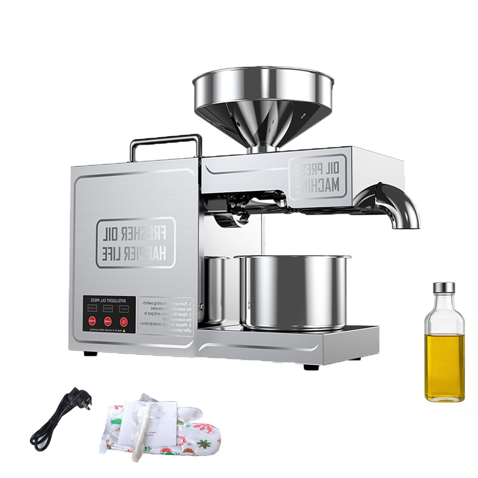 eQianyuan Electric Oil Press Extractor 820W Stainless Steel 110V