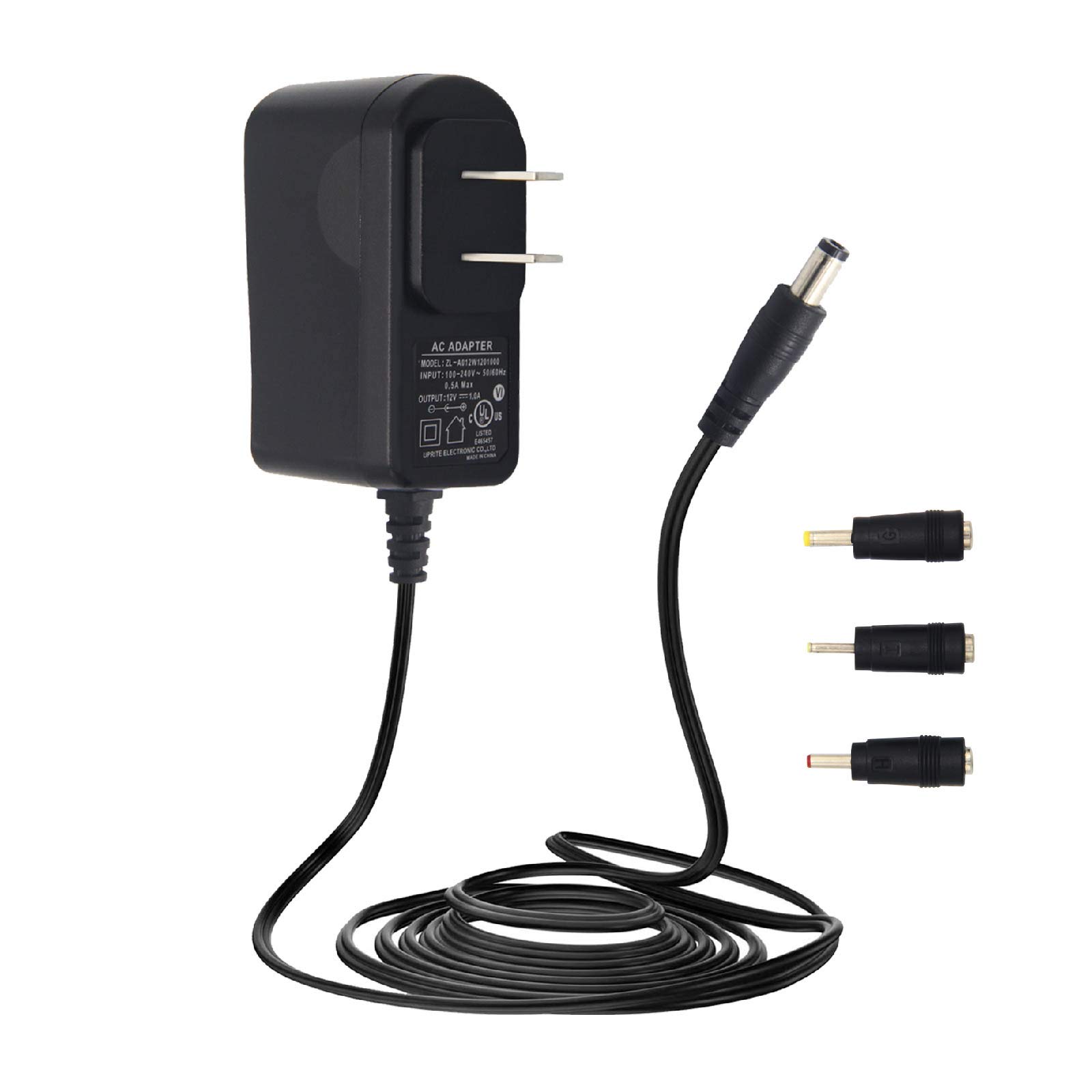 Buy 12V 1A/1000mA 10ft Long Power Supply Adapter, 12W Adaptor AC to DC Adapter Cord with 3 Tips
