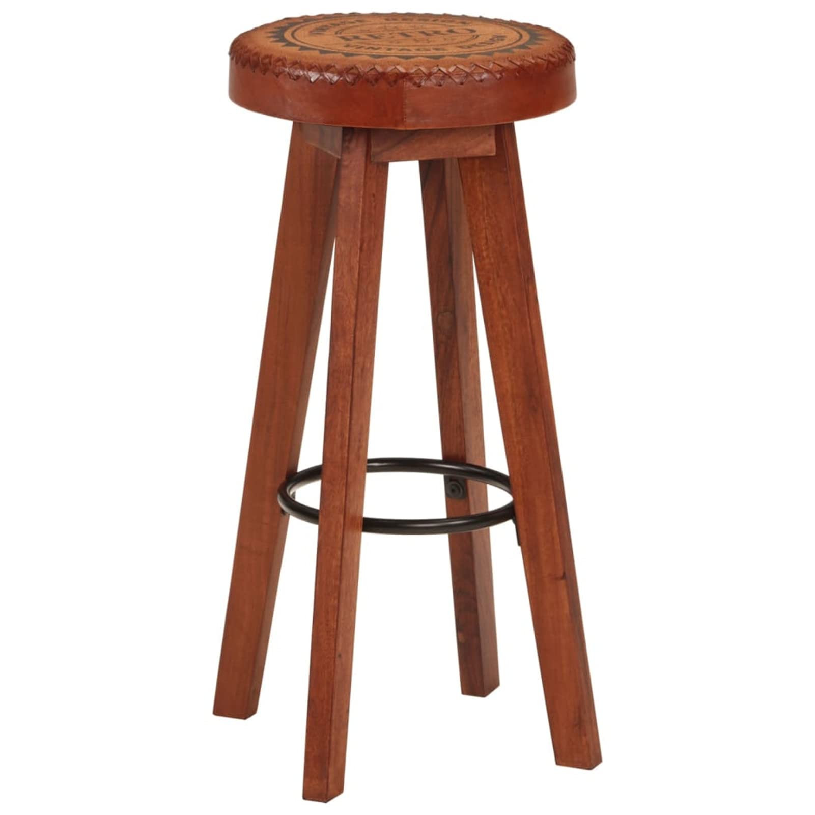 Homgoday Taburetes de bar de 2 piezas de piel auténtica y madera maciza de acacia, silla de oficina, silla de oficina, silla de escritorio para salón dormitorio