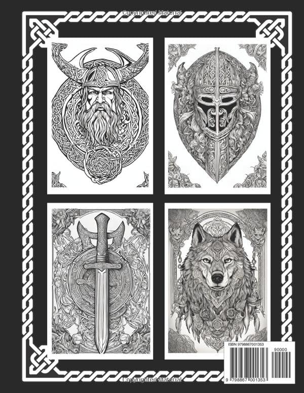 Viking Tattoo Coloring Book For Adults: For Relaxation. Nordic and Celtic Design. Unique Tattoos Norse. Symbol Warrior Scandinavian Fighter Berserker image 3