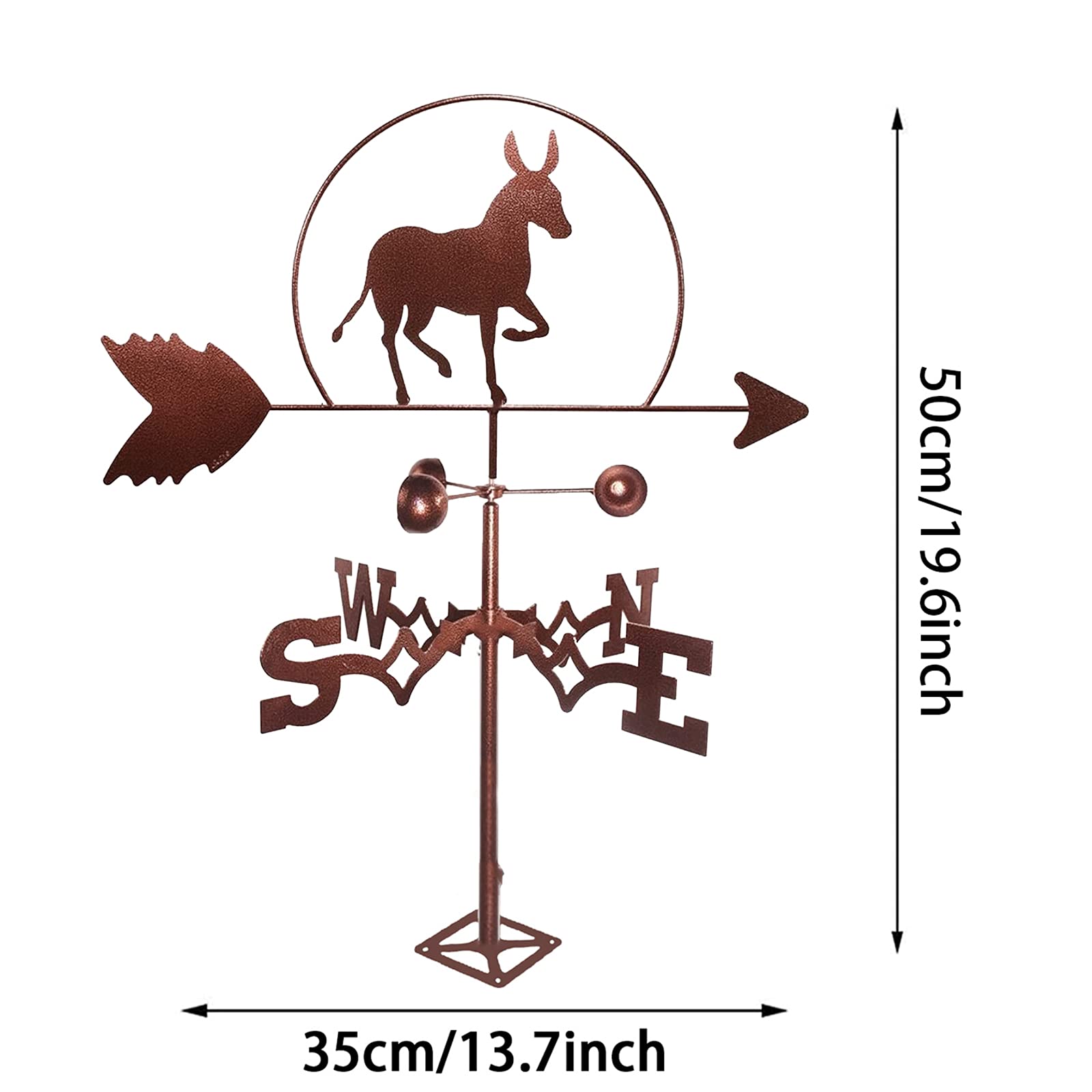 Segnavento per Giardino Segnavento in Acciaio Inossidabile Retro Banderuola Creativo Donkey Indicatore di direzione del Vento per Cortile Cupole Capannoni agricoli