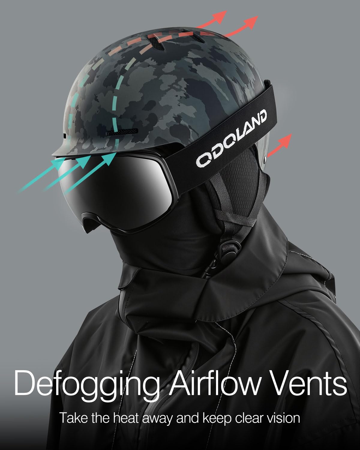 Odoland Casco de Esquí y Snowboard para Hombres Mujers, Casco de Seguridad Deportes con Ventilación y Orejeras Desmontable para Esquiar Snowboard
