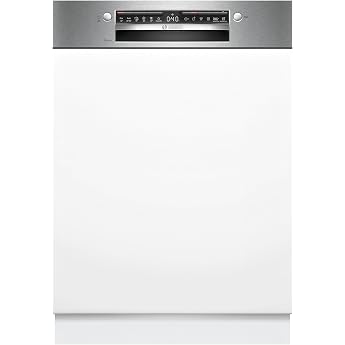 Bosch SMI4HTS14E Series 4 Smart Semi-Built Dishwasher 60 cm VarioFlex Baskets Triple Rack Matic Smart Start Eco 50 C & Intensive 70 C for Tested Hygiene AquaStop Brushed Steel [Energy Class C]