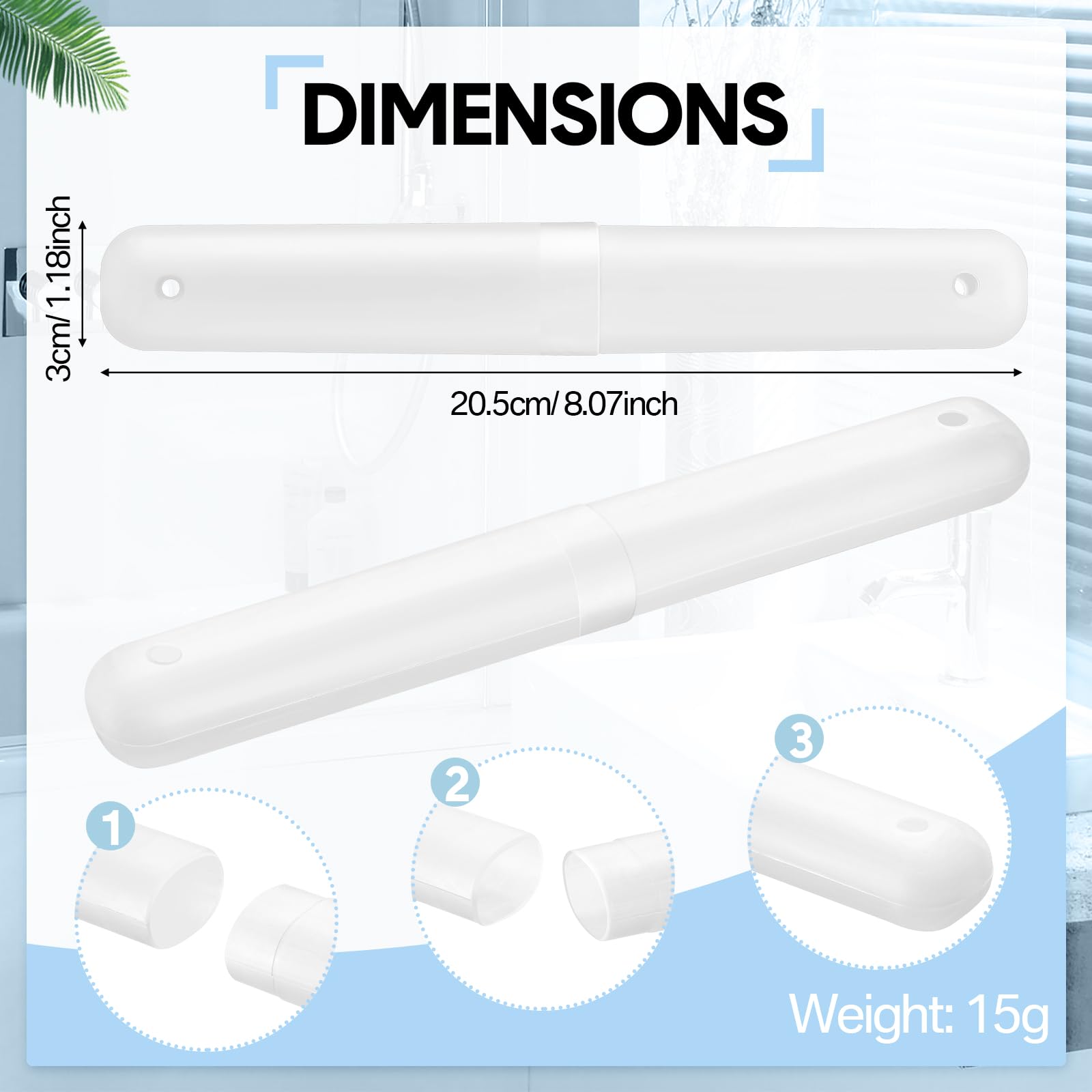 60 soportes de plástico para cepillos de dientes portátiles de viaje, funda protectora para cepillo de dientes para interiores y exteriores, viajes, hogar, camping, escuela (transparente)