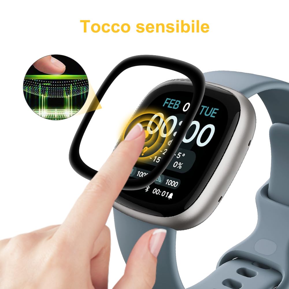 Beukei Pellicola Temperato per Fitbit Versa 4/ Sense 2, 3 pezzi