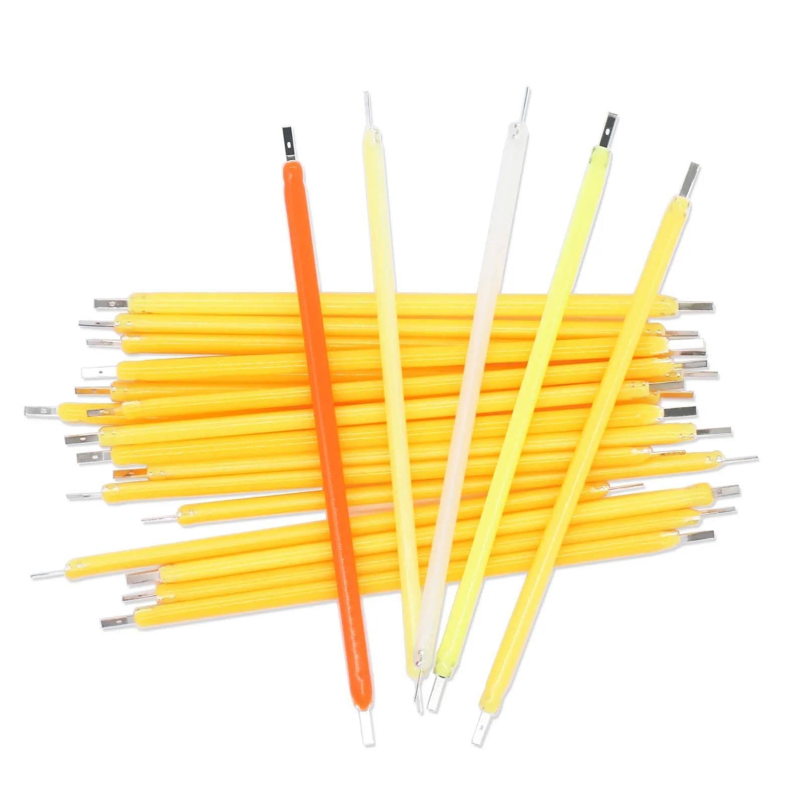 100pcs LED Filament Edison Bulb DC 3V LED COB Filament Lamp Parts 3000k White Blue Red Green Diodes for DIY Decorative Lamp 54mm Green