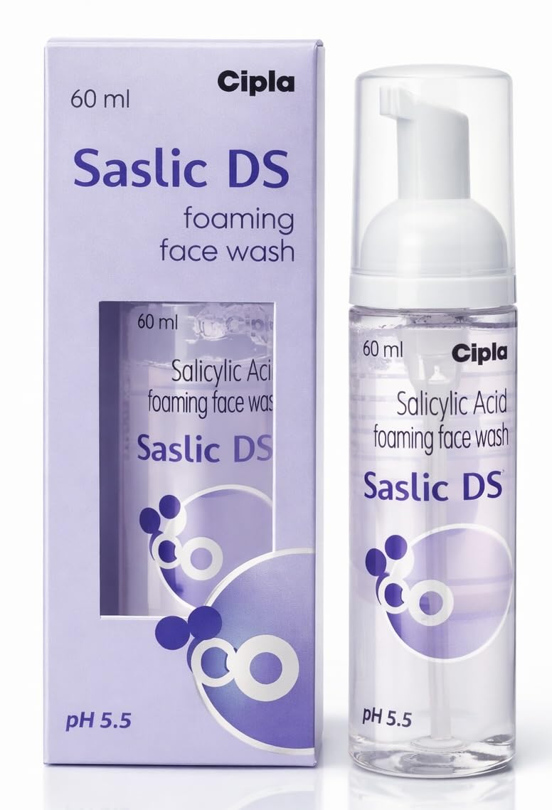 Cipla Saslic DS Foaming Face Wash | 2% Salicylic Acid | Acne Prevention | Pore Unclogging Formula for Clear Skin | 60ml-image-30