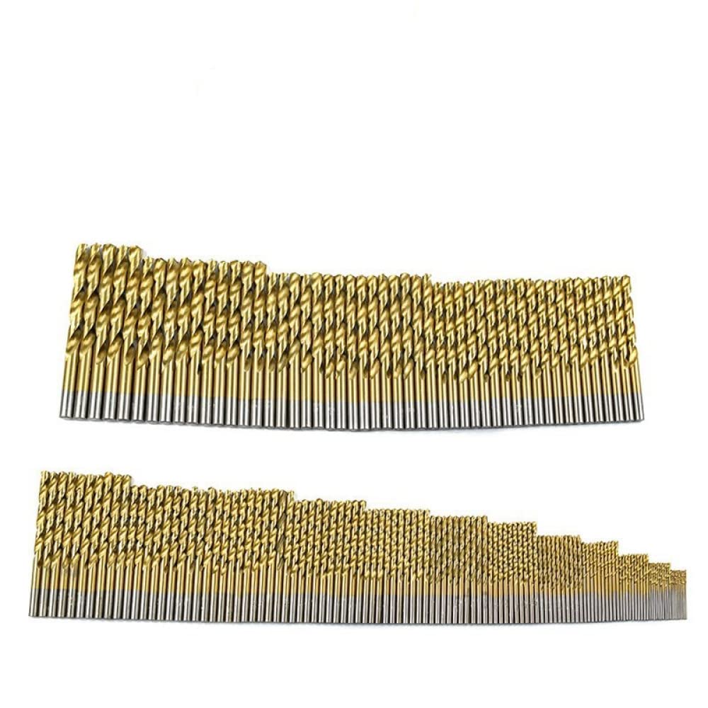 Juego de brocas helicoidales Hss recubiertas de titanio de 170 piezas Herramienta de taladro de 1,0-10 mm para herramientas de carpintería de perforación de agujeros de metal de madera, juego de 170 p