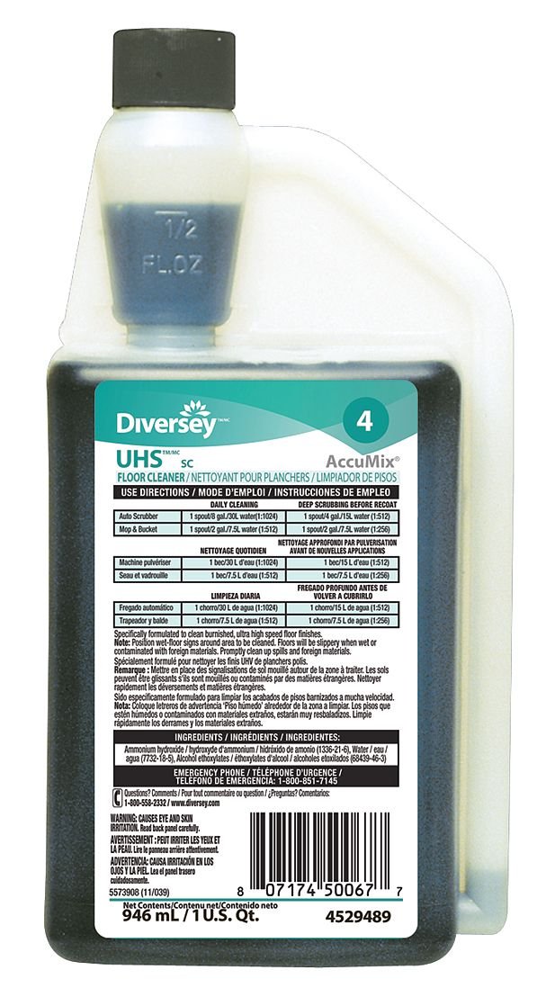 Johnson Diversey 4529489 UHS Floor Cleaner SC Accumix, Blasts The Nastiest Crud & Grime, 1 quart (pa