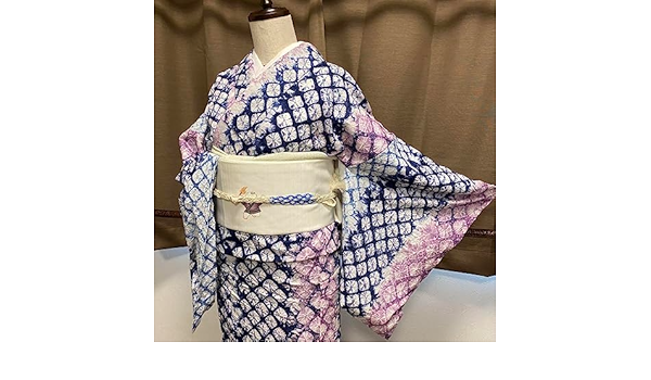 Amazon.co.jp: 有松絞り 浴衣 ゆかた 有松鳴海絞り 紺×紫 タグ付き 