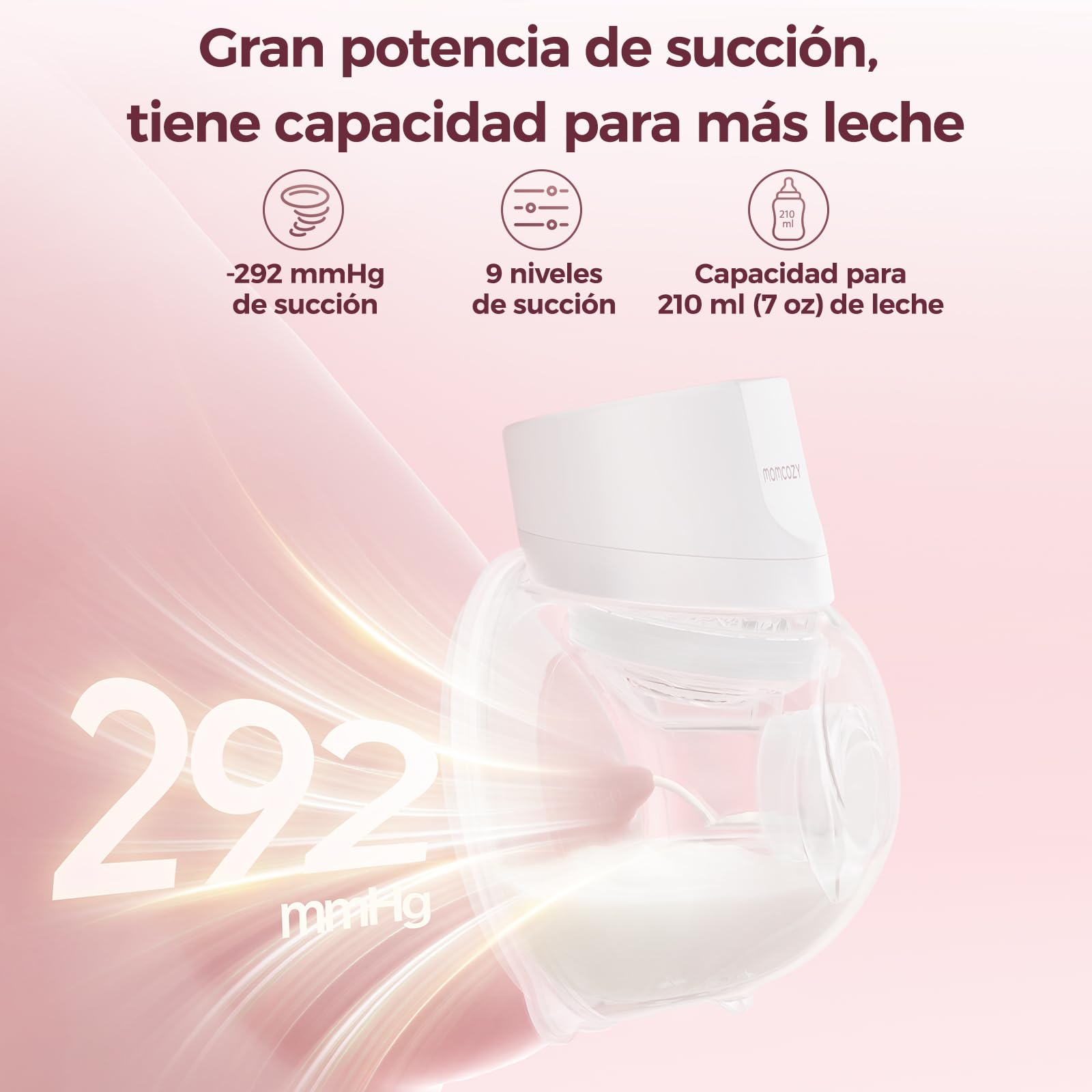 Momcozy S12 Pro Quick Sacaleches Eléctrico Manos Libres Inalámbrico, con Brida Híbrida DoubleFit™ de 24 mm, 3 Modos y 9 Niveles, Pantalla Inteligente, Extractor de Leche Portátil